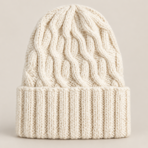 Women's Handmade Off-White Cable-Knit Beanie
